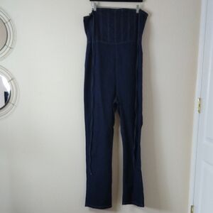 PrettyLittleThing Blue Strapless Jumpsuit Straight-Leg